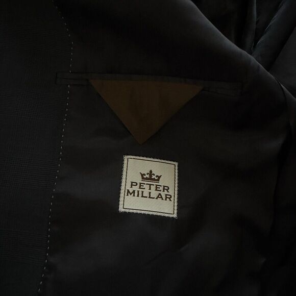 Peter Millar Blazer Mens 46T Gray Plaid Wool Suit Jacket Sport Coat - Picture 5 of 7